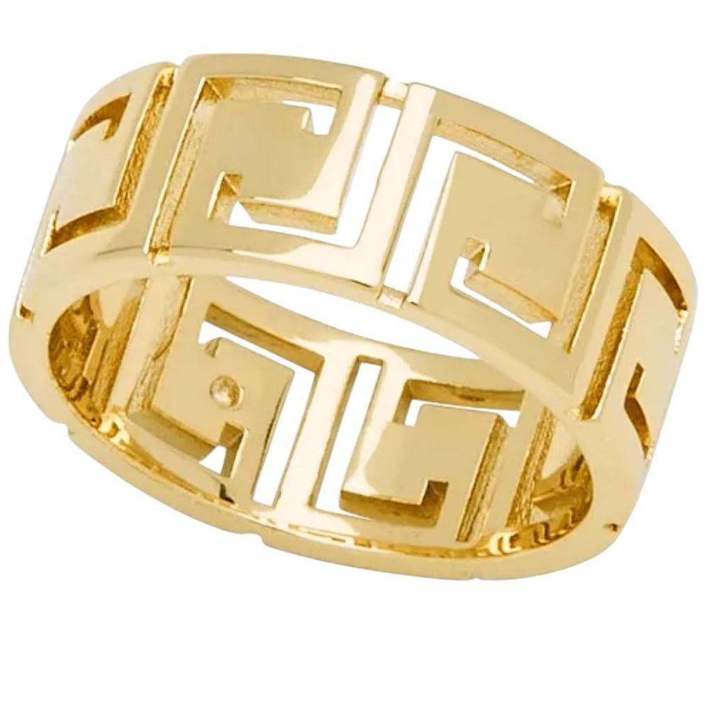 And Now This Gold Tone Greek Key band Ring size 6.5